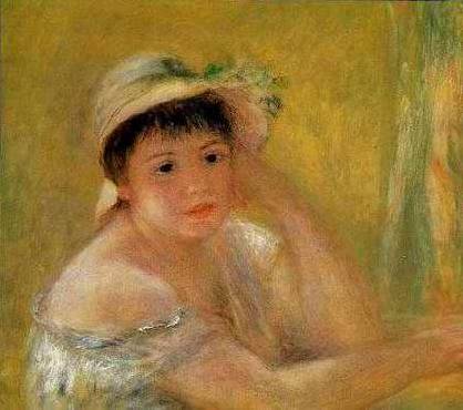 Woman Dressed in Blue - Pierre Auguste Renoir