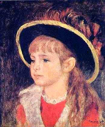 Young Girl in a Blue Hat - Pierre Auguste Renoir