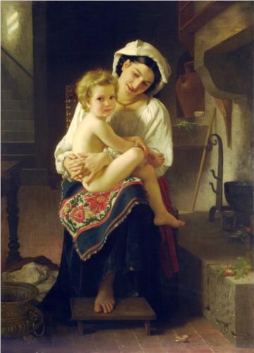 Young Mother Gazing at Her Child - William Adolphe Bouguereau