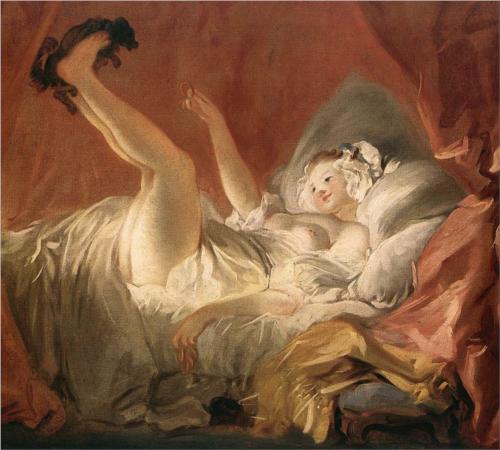 Young Woman Playing with a Dog - Jean Honore Fragonard